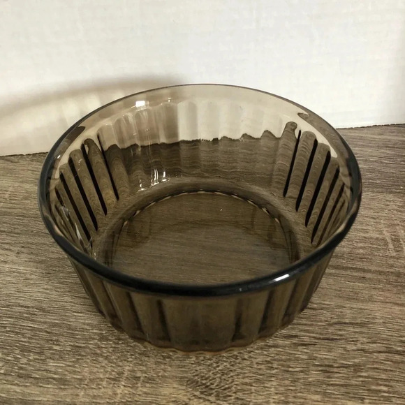 Vtg Smokey Glass Serving Bowl - Picture 1 of 8